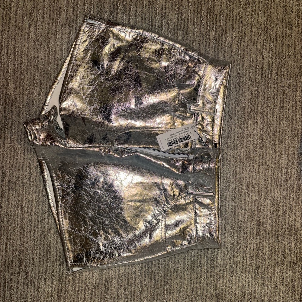 Nasty Gal Silver High Waist Metallic Shorts